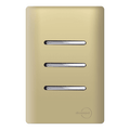 Interruptor Triplo 2 Paralelo e 1 Simples Novara Dourado com Cromad