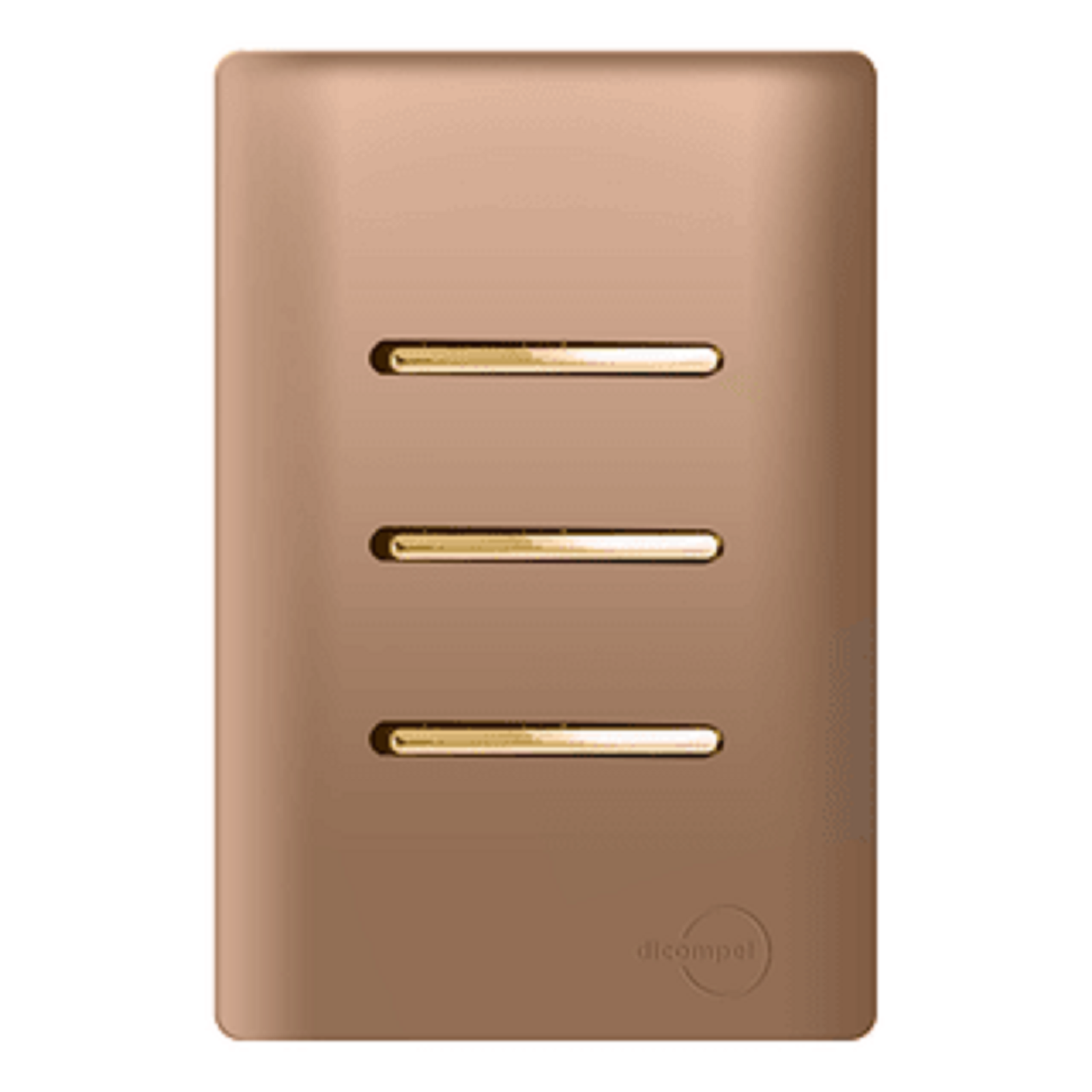 Interruptor Triplo 2 Simples + 1 Paralelo Novara Ouro Rose Gold