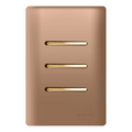 Interruptor Triplo 1 Simples + 2 Paralelo Novara Ouro Rose Gold