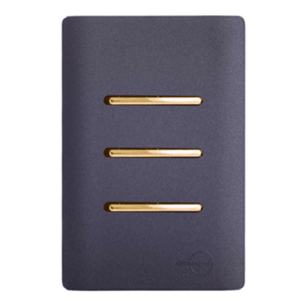 Interruptor Triplo Paralelo Novara Preto/Grafite com Gold