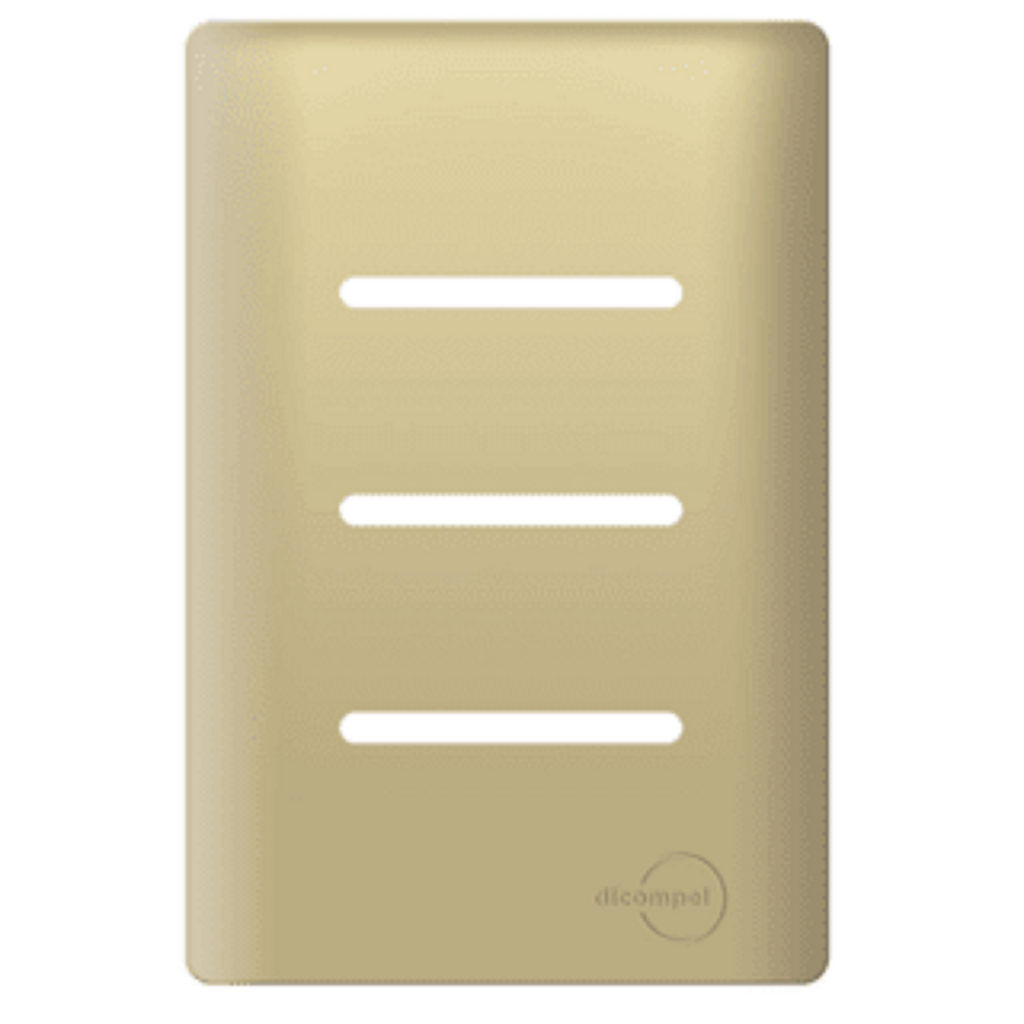 Interruptor Triplo 1 Paralelo 2 Simples Novara Dourado com Gold