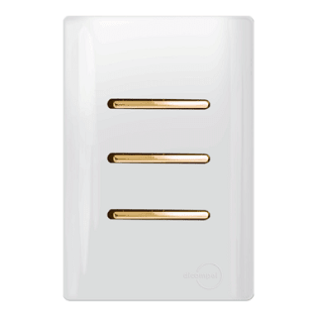 Interruptor Triplo 2 Simples 1 Paralelo Branco Novara Gold