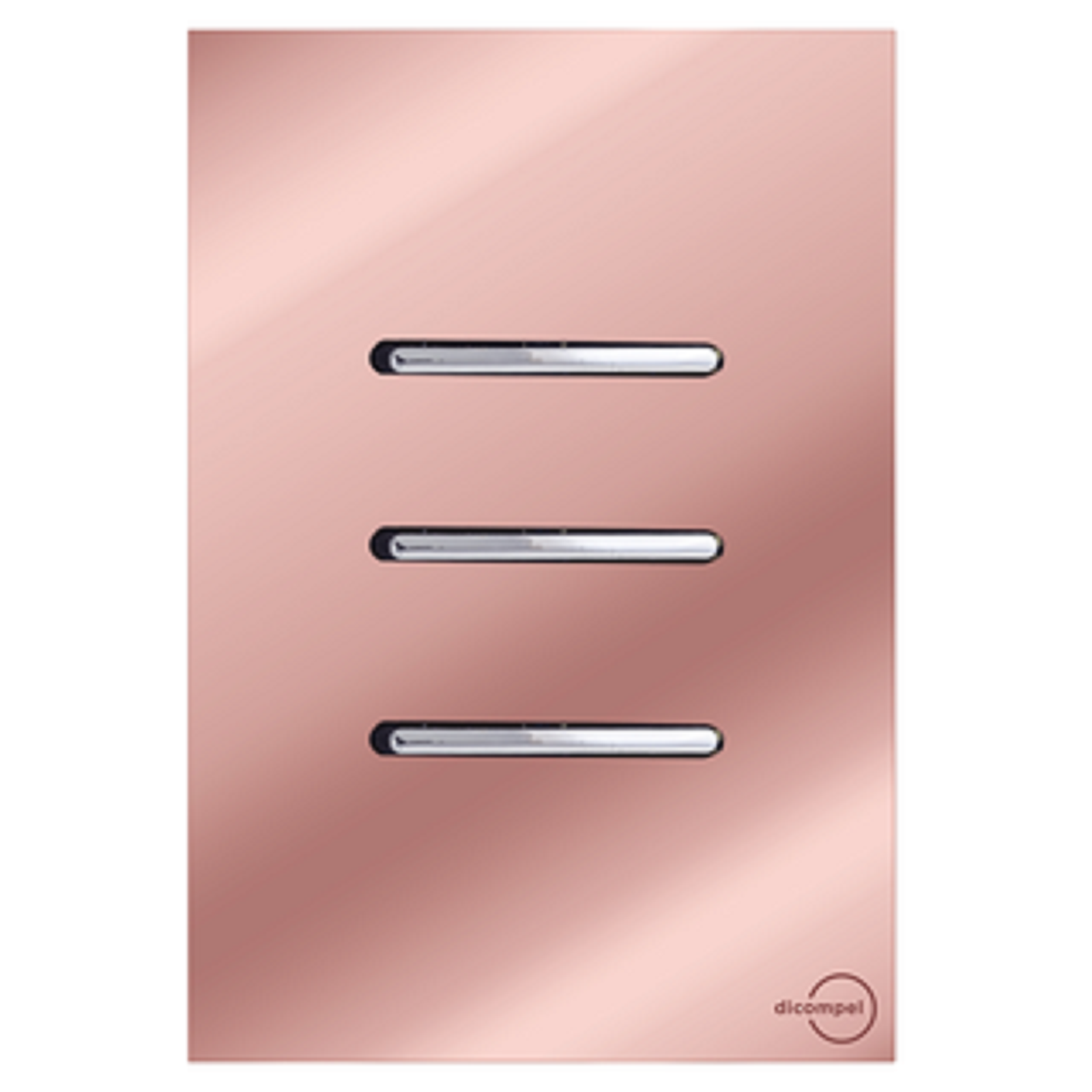 Interruptor 3 Teclas Simples Horizontal Novara Glass Ouro Rosé com Cromado
