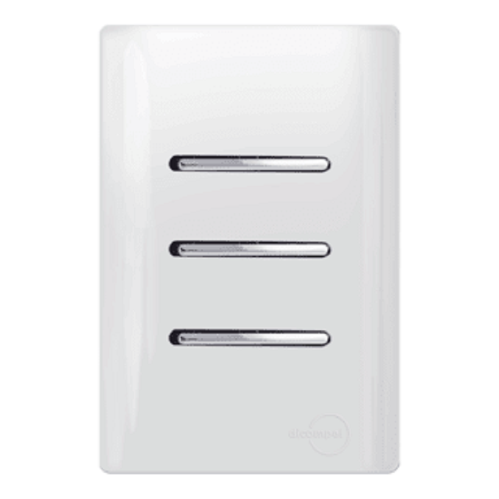 Interruptor Triplo Paralelo Branco com Cromado