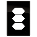 Placa 4x2 p/ 3 Tomadas Preto Brilhante Novara