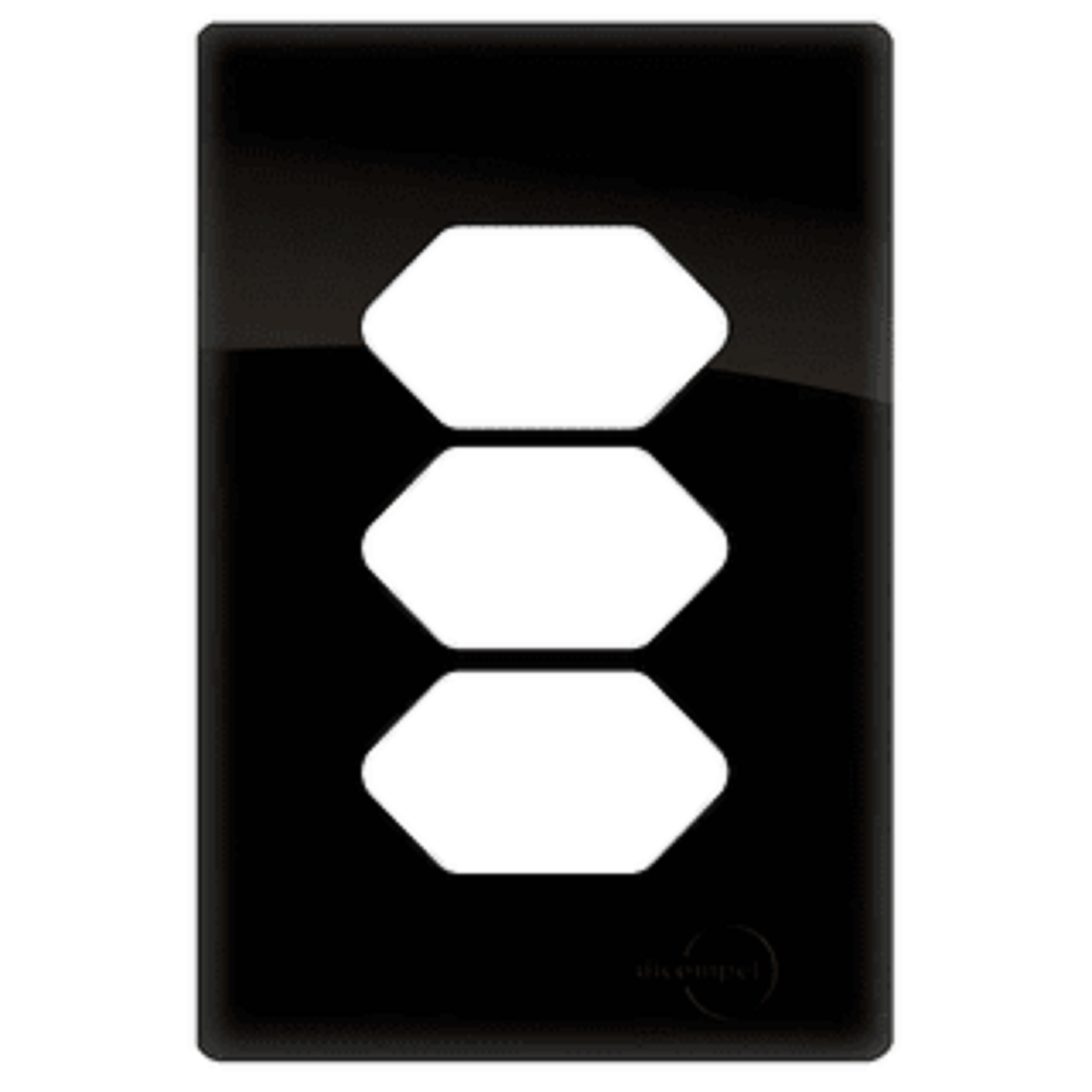 Placa 4x2 p/ 3 Tomadas Preto Brilhante Novara
