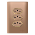 Tomada Tripla 20A Novara Ouro Rose Gold