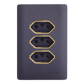 Tomada Tripla 20A Preto/Grafite com Gold