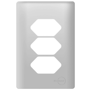 Placa 4x2 p/ 3 Tomadas  Prata Novara