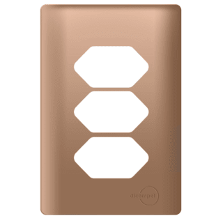 Placa 4x2 p/ 3 Tomadas Ouro Rosê