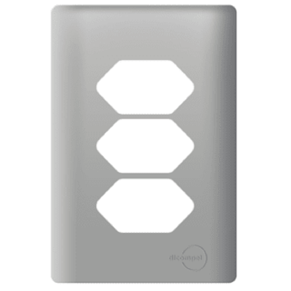 Placa 4x2 P/ 3 Tomadas Aço Novara