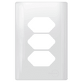 Placa 4x2 para Tomada Tripla + Suporte - Novara Branco Brilhante