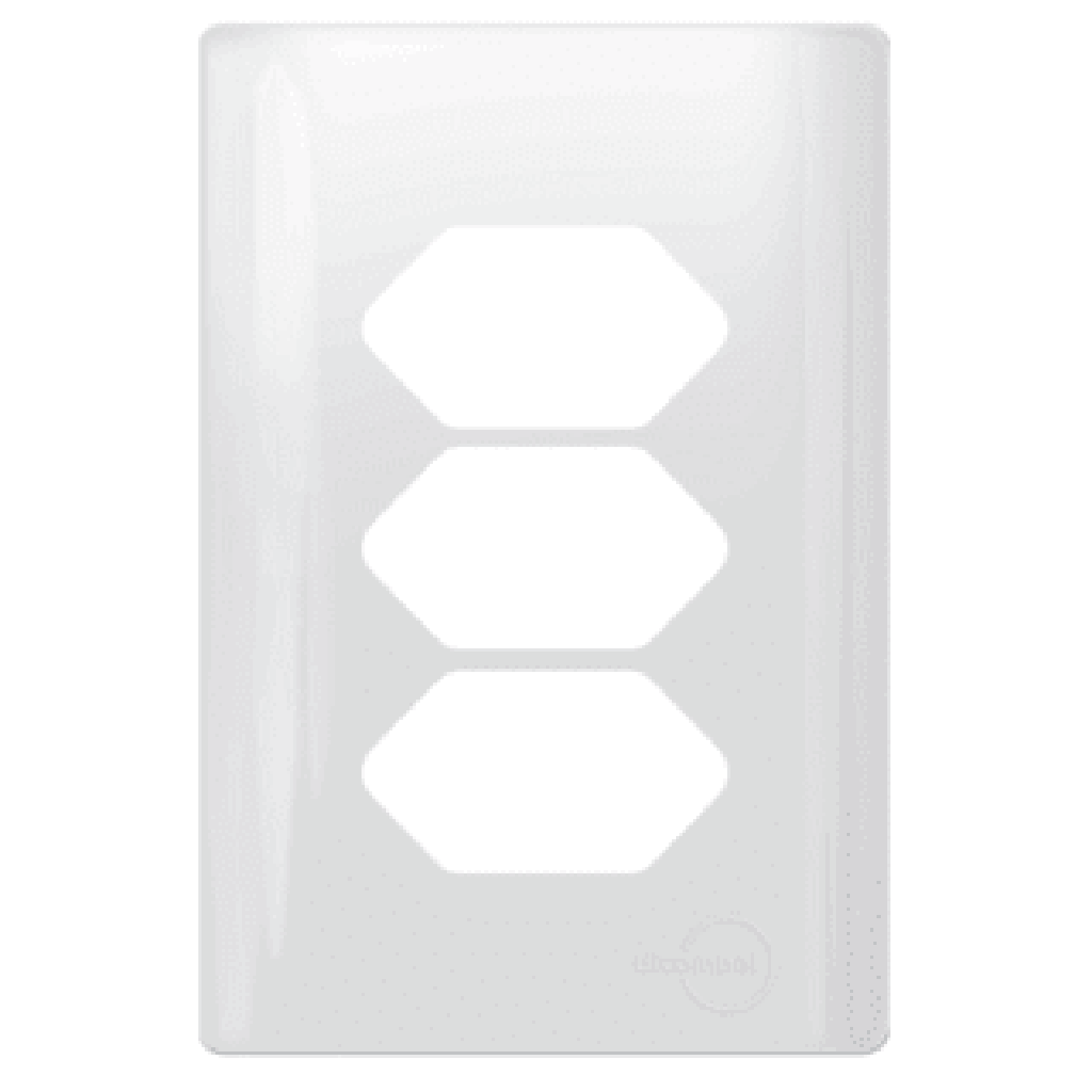 Placa 4x2 para Tomada Tripla + Suporte - Novara Branco Brilhante
