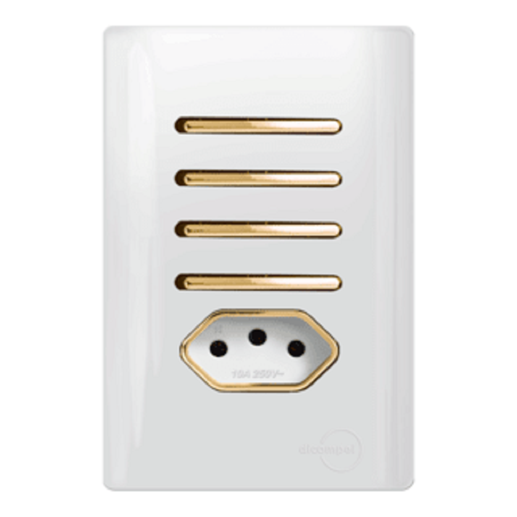 Interruptor 4 Teclas Simples com Tomada 10A Branco Novara Gold