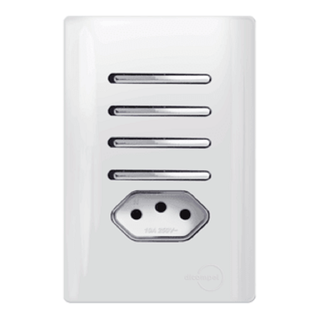 Interruptor 4 Teclas Paralelas + Tomada 20a Novara Branco com Cromado