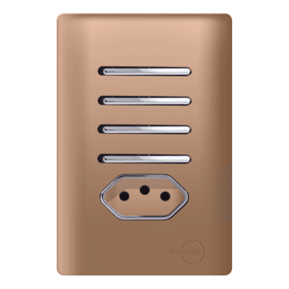 Interruptor 4 Simples + Tomada 10A Ouro Rose com Cromado