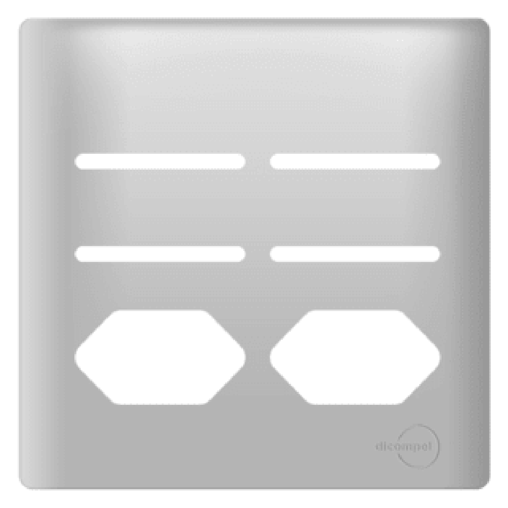 Placa 4x4 p/ 4 Interruptores e 2 Tomadas Prata Novara