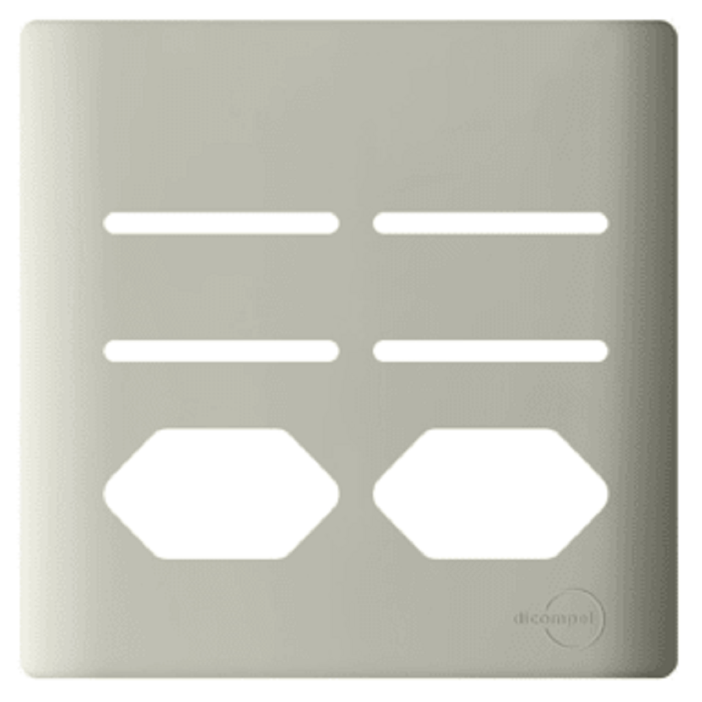 Placa 4x4 para 4 Interruptores e 2 Tomadas + Suporte - Novara Champanhe