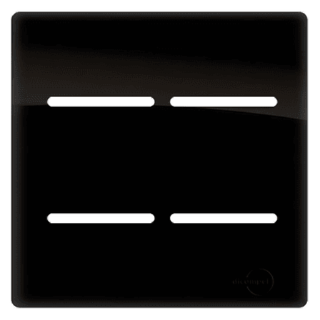 Placa 4x4 P/ 4 Interruptores Preto Brilhante Novara