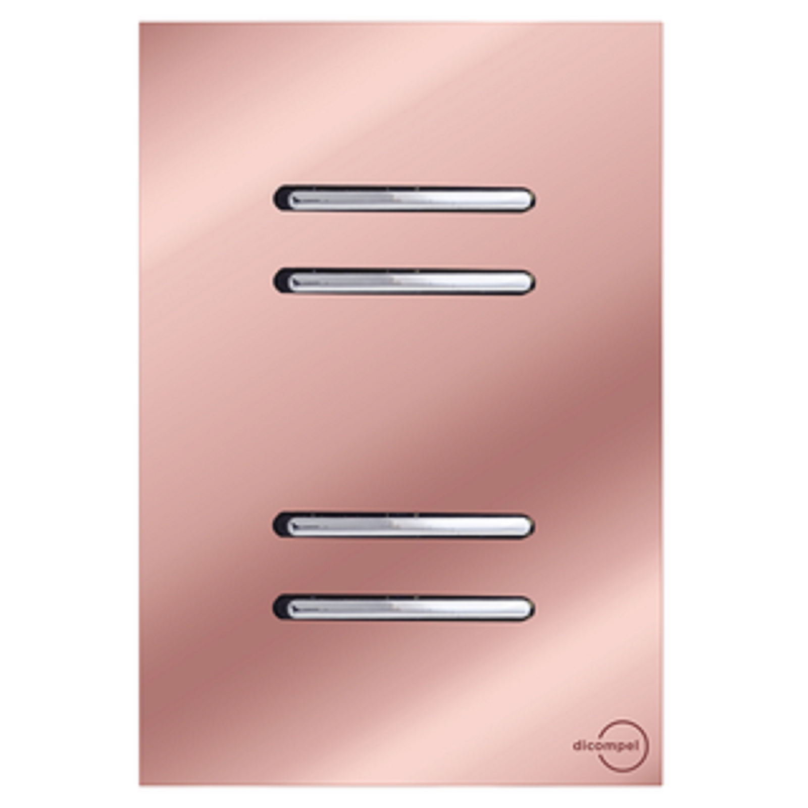 Interruptor 4 Teclas Paralelas  Horizontal Novara Glass Ouro Rosé com Cromado