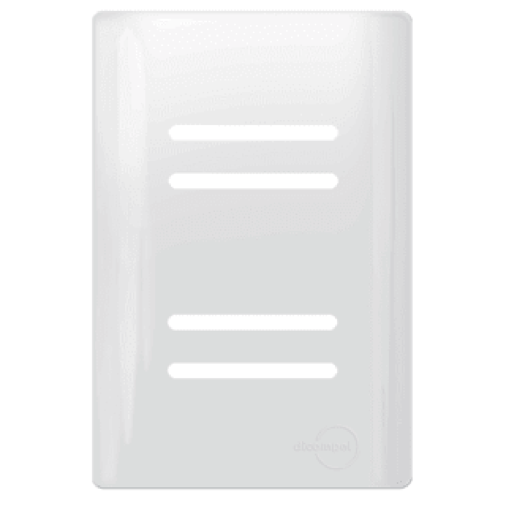 Placa 4x2 p/ 4 Interruptores + Suporte - Novara Branco Brilhante