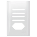 Placa 4x2 p/ 4 Interruptor e 1  Tomada + Suporte - Novara Branco Brilhante