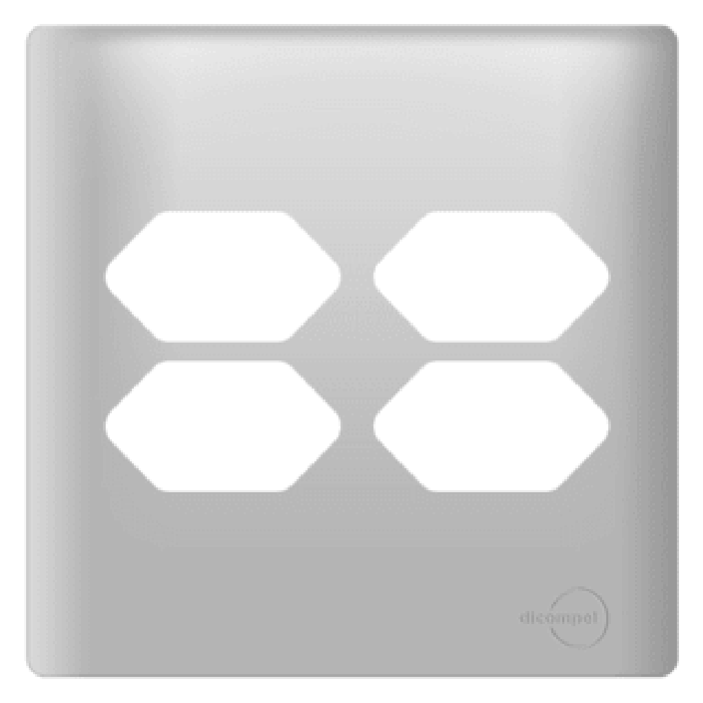 Placa 4x4 P/ 4 Tomadas Prata Novara