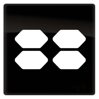 Placa 4x4 P/ 4 Tomadas Preto Brilhante Novara