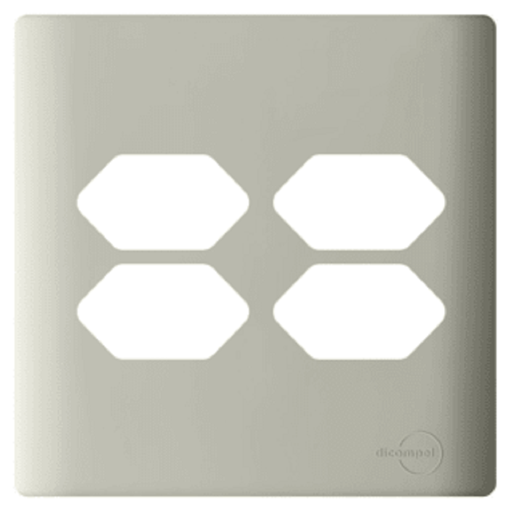 Placa 4x4 para 4 Tomadas + Suporte - Novara Champanhe