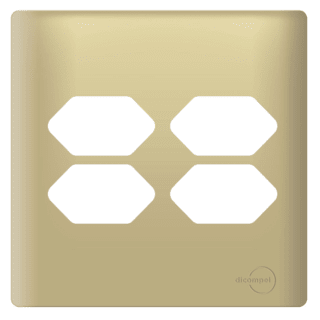 Placa 4x4 P/ 4 Tomadas Novara Dourado