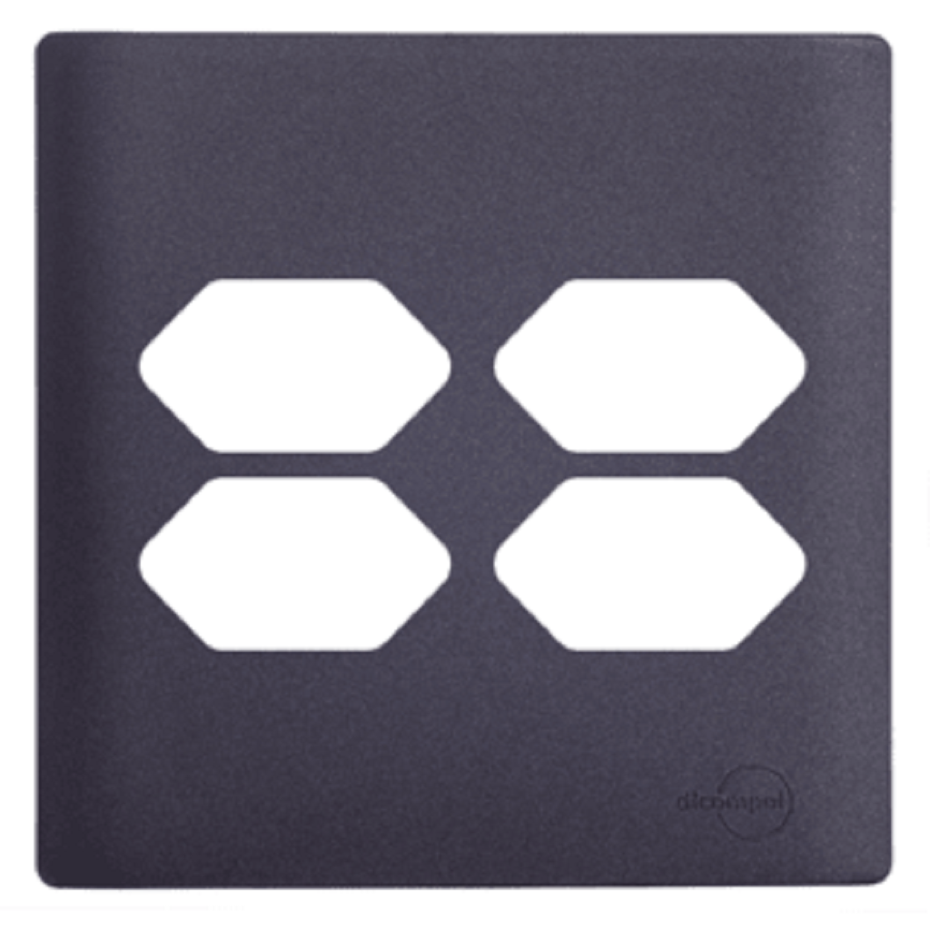 Placa 4x4 P/ 4 Tomadas Preto/Grafite Novara