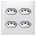 Conjunto 4X4 com 4 Tomadas (2 de 20A + 2 10A) - Branco com Cromado