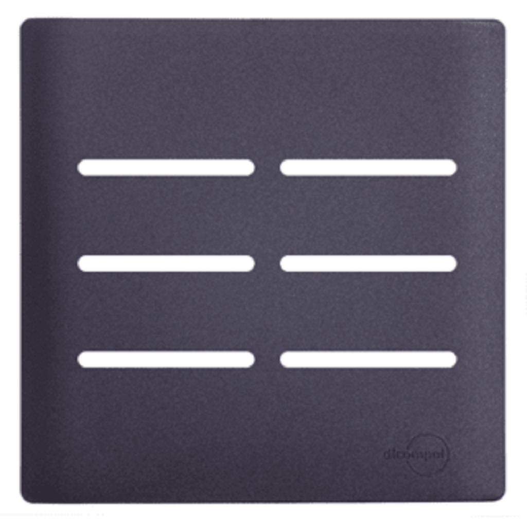 Placa 4x4 p/ 6 Interruptores Preto/Grafite Novara