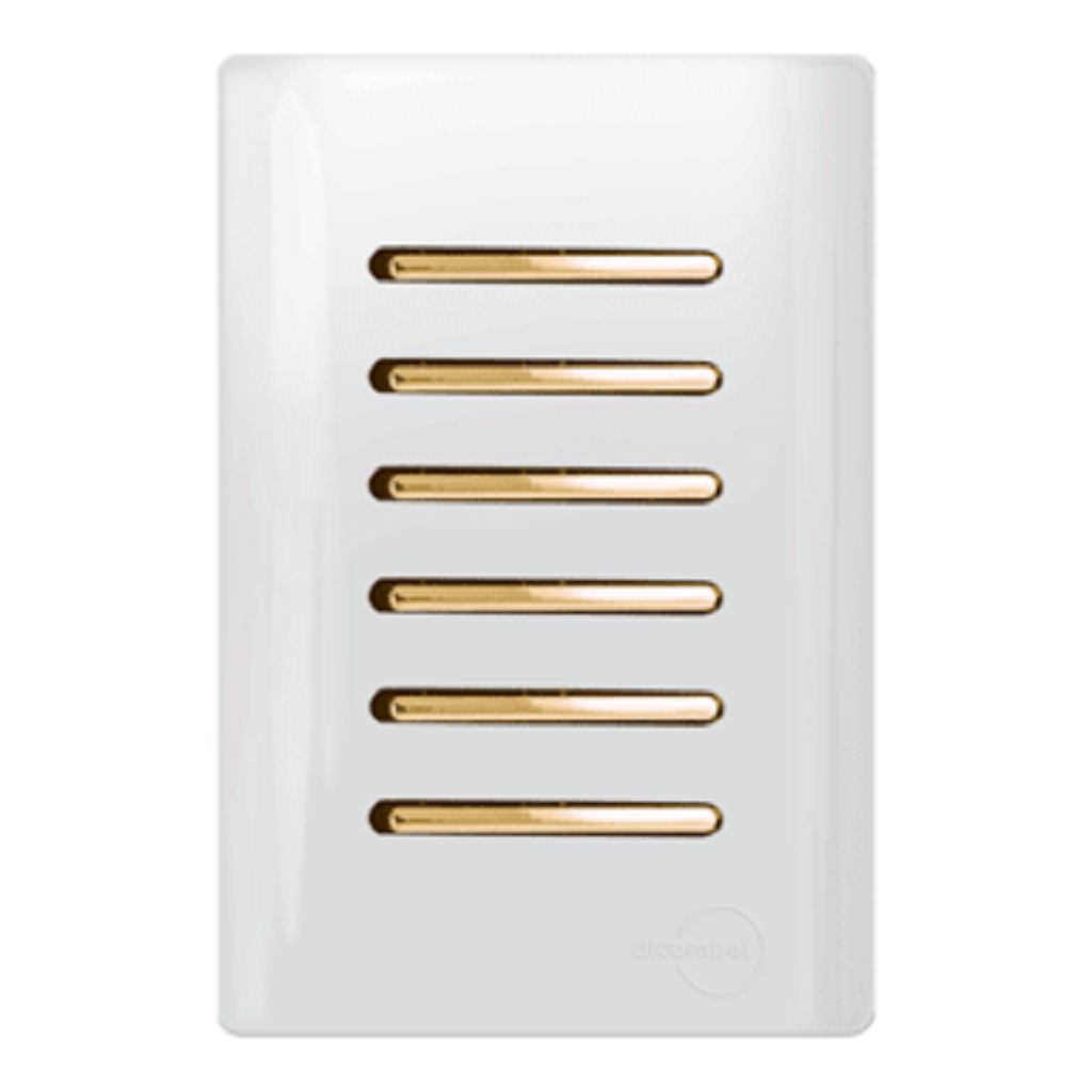 Interruptor 6 Teclas Paralelo Novara Branco com Gold