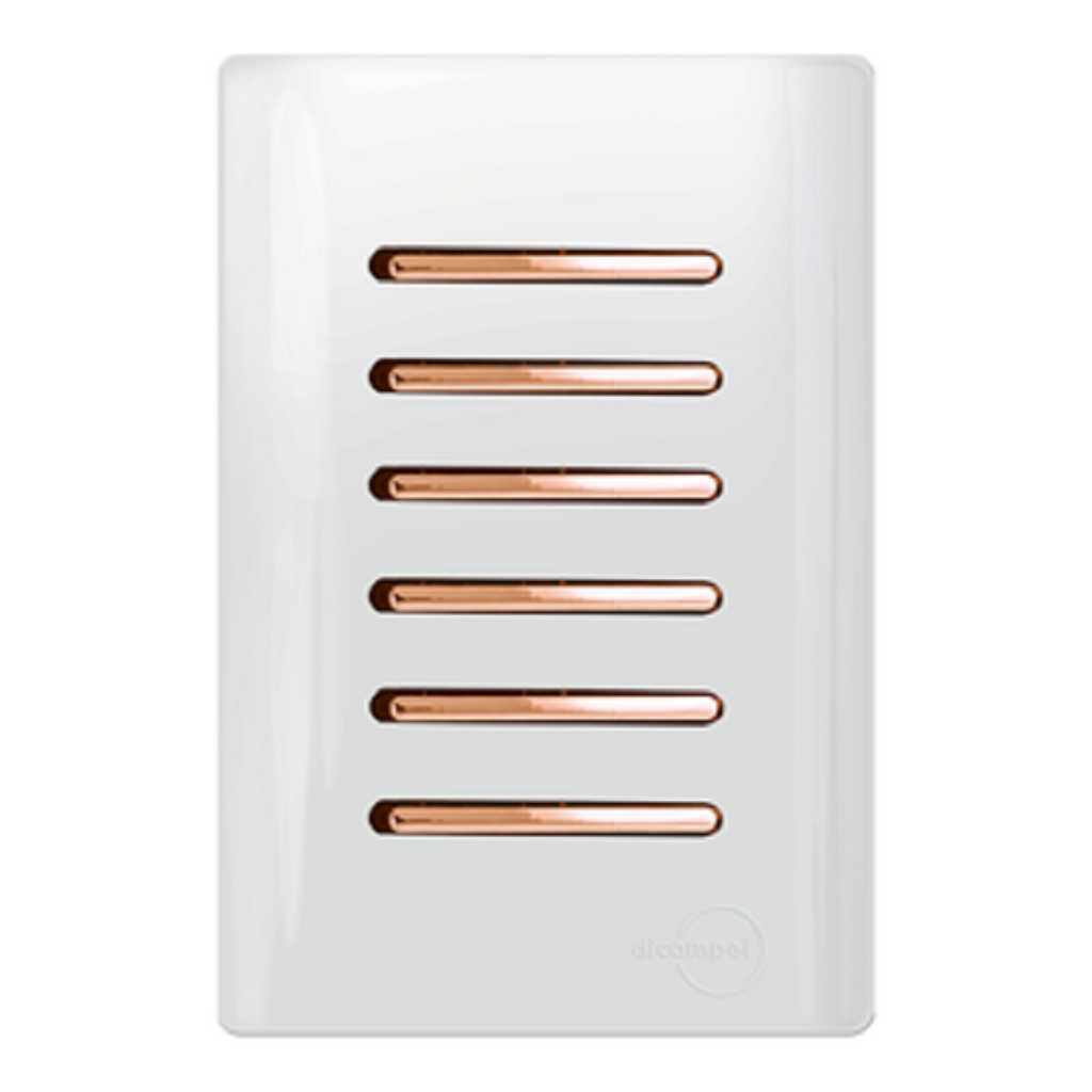 Interruptor 6 Teclas Simples Branca com Ouro Rose