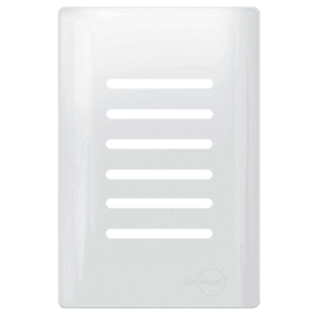Placa 4x2 p/ 6 Interruptores + Suporte - Novara Branco Brilhante
