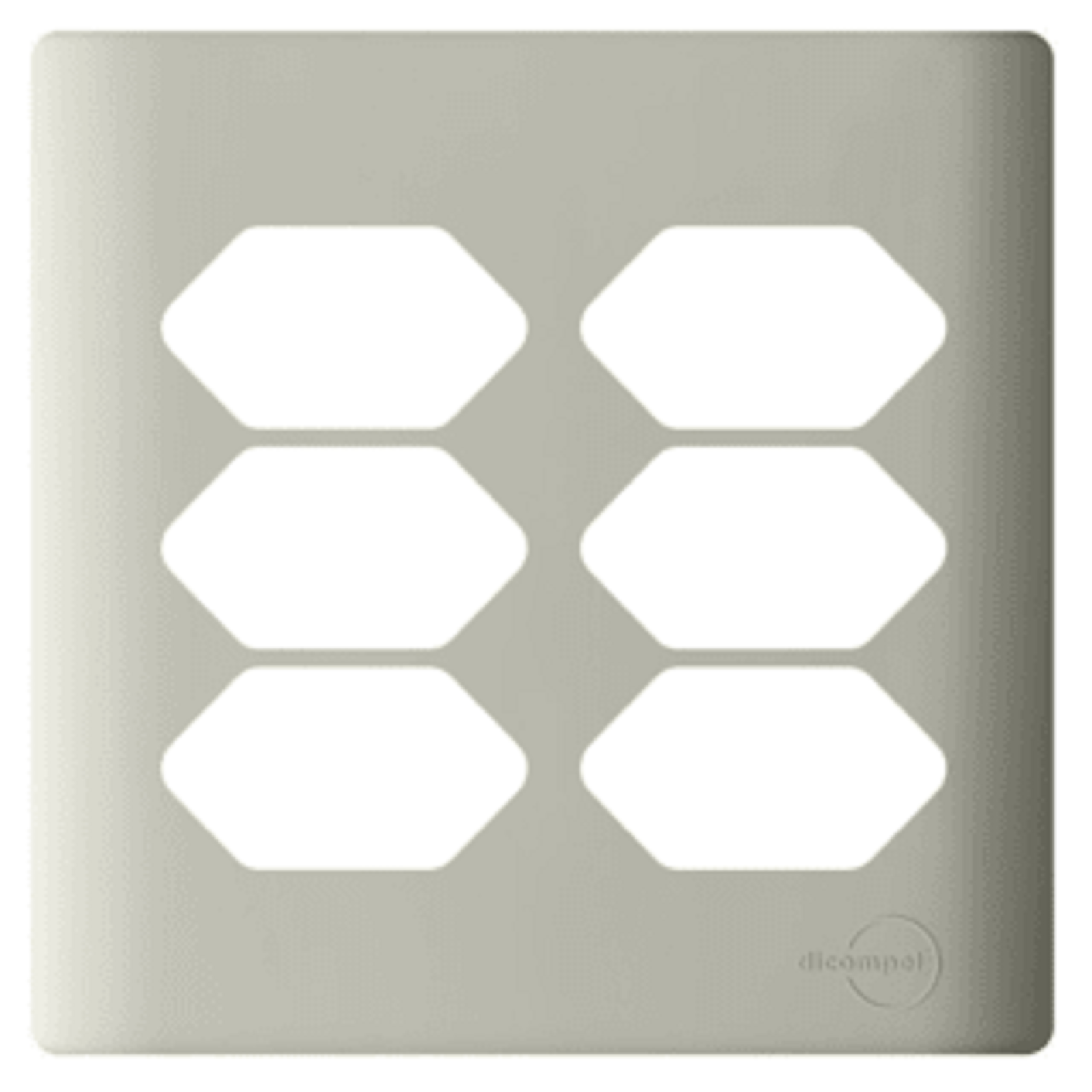 Placa 4x4 para 6 Tomadas + Suporte - Novara Champanhe