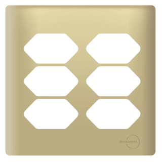 Placa 4x4 P/ 6 Tomadas Novara Dourado