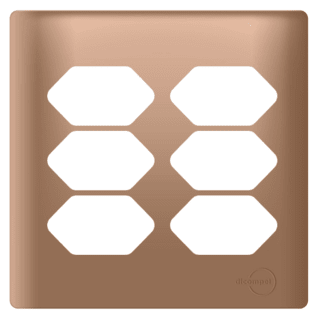 Placa 4x4 p/ 6 Tomadas Ouro Rosê