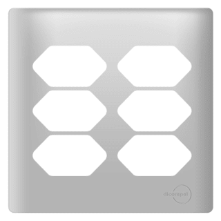 Placa 4x4 P/ 6 Tomadas Prata Novara