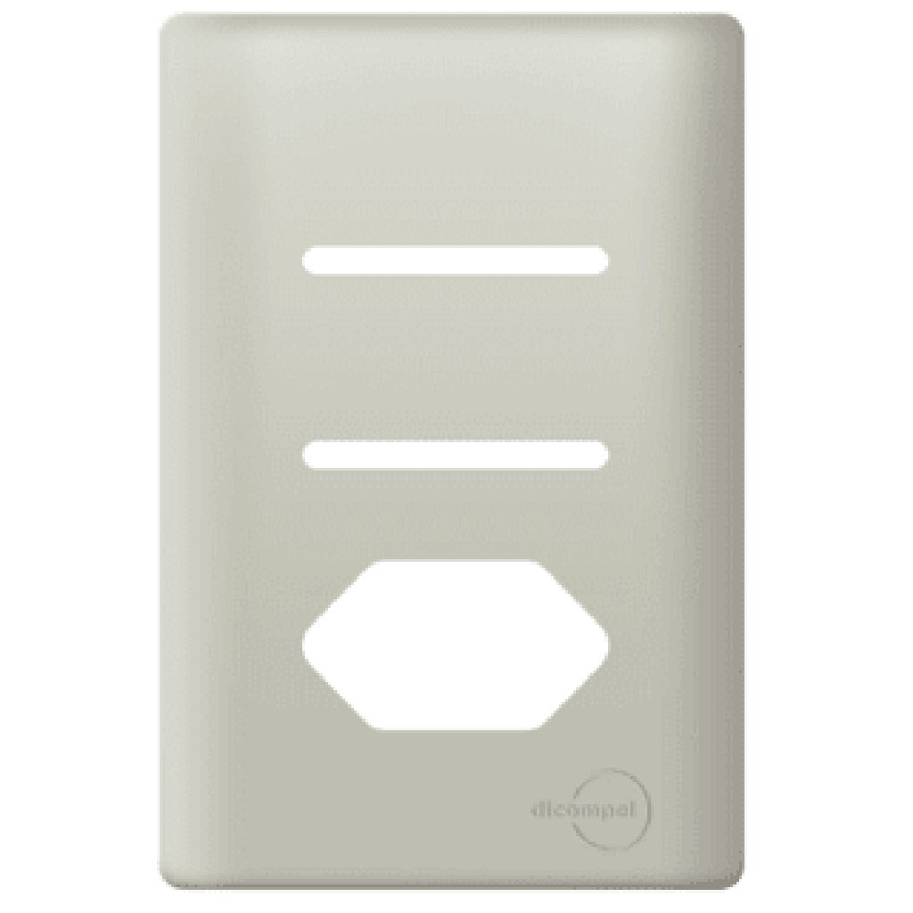 Placa 4x2 P/ 2 Interruptores 1 Tomada Champanhe Novara