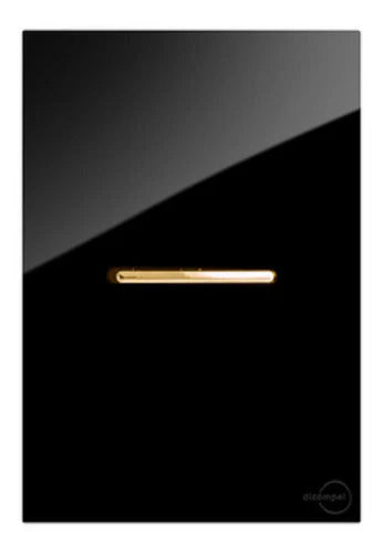 Interruptor 1 Tecla Simples Horizontal Novara Glass Preto com Gold