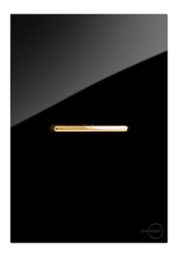 Interruptor 1 Tecla Paralelo Horizontal  Novara Glass Preta com Gold