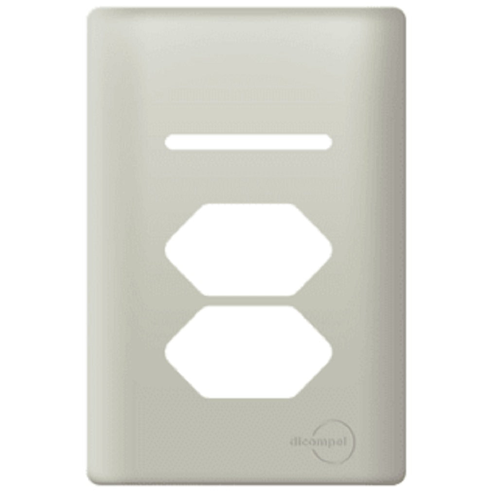 Placa 4x2 P/ 2 Tomadas + 1 Interruptor Champanhe Novara
