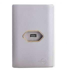 Tomada Única USB Aço com Gold
