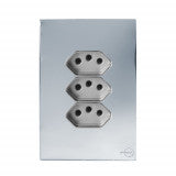 Tomada Tripla 10A Horizontal Novara Glass Espelhada