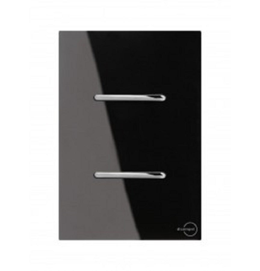 Interruptor 2 Teclas Paralelas  Novara Glass Preto com Cromado