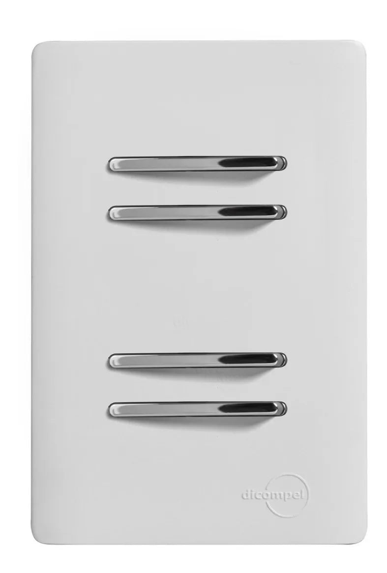 Interruptor 3 Teclas Paralelas + 1 Simples Novara Branco com Cromado