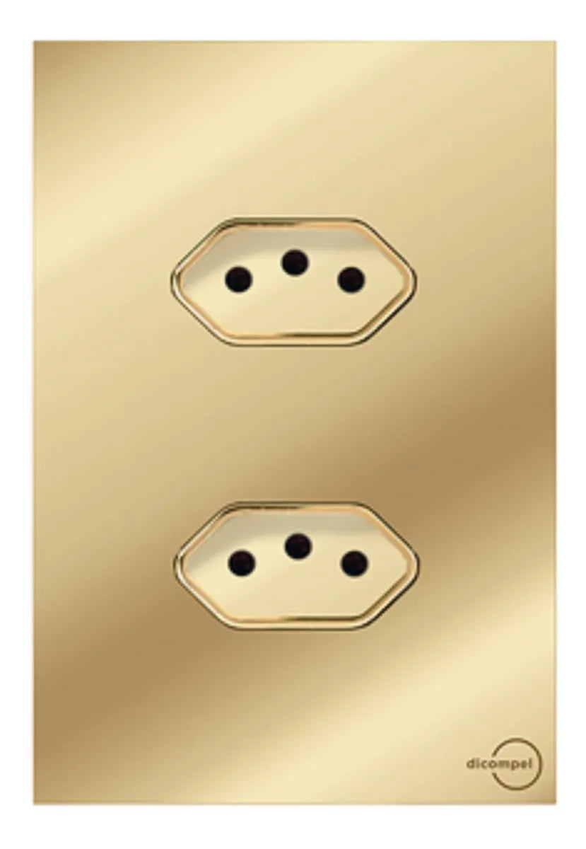 Tomada Dupla 10a e 20a Novara Glass Dourada