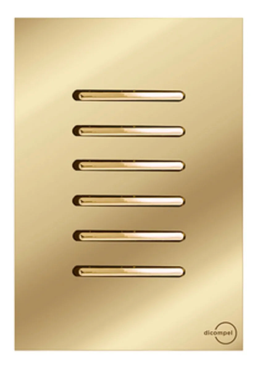Interruptor 6 Teclas Simples Novara Glass Dourada